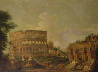 Das Kolosseum mit dem Konstantinsbogen, ca. 1730