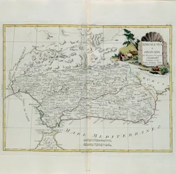 Andalusien und Granada, Stich von G. Zuliani aus Band I des Neuesten Atlas, veröffentlicht in Venedig 1776 von Antonio Zatta, Privatsammlung