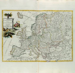 Europa aufgeteilt in seine Hauptstaaten, Stich von G. Zuliani aus Band I des Neuesten Atlas, veröffentlicht in Venedig 1776 von Antonio Zatta, Privatsammlung