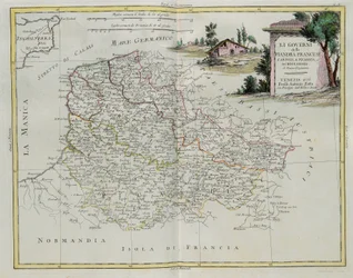 Die Gouvernements von Französisch-Flandern, Artois, Picardie und Boulonnais, Stich von G. Zuliani aus Band I des Neuesten Atlas, veröffentlicht in Venedig 1776 von Antonio Zatta, Privatsammlung