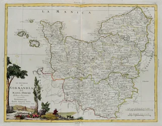 Die Gouvernements von Normandie, Maine und Perche, Stich von G. Zuliani aus Band I des Neuesten Atlas, veröffentlicht in Venedig 1777 von Antonio Zatta, Privatsammlung