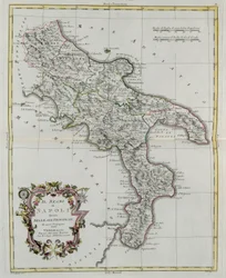 Königreich Neapel, aufgeteilt in seine Provinzen, Gravur von G. Zuliani aus Band II des "Neuesten Atlas" veröffentlicht in Venedig 1781 von Antonio Zatta, Private Sammlung