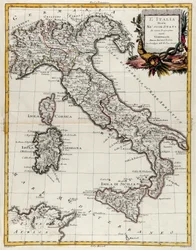 Politische Karte von Italien, Kupferstich von G. Zuliani aus Band II des "Neuesten Atlas" veröffentlicht in Venedig 1782 von Antonio Zatta, Privatsammlung