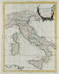 Politische Karte von Italien, Stich von G. Zuliani aus Band IV des "Novissimo Atlas" veröffentlicht in Venedig 1785 von Antonio Zatta, Privatsammlung