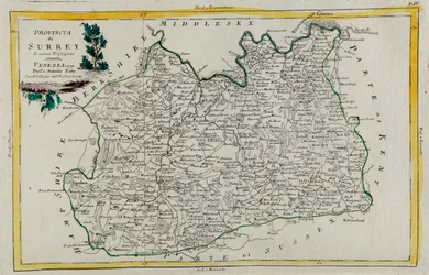 Provinz Surrey, Stich von G. Zuliani aus Band I des "Neuesten Atlas" veröffentlicht in Venedig 1779 von Antonio Zatta, Privatsammlung