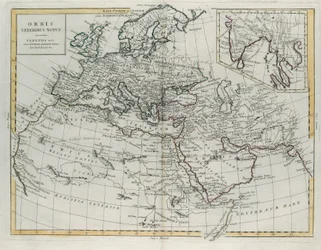 Die Welt, wie sie den Alten bekannt war, Stich von G. Zuliani aus Band IV des Neuesten Atlas, veröffentlicht in Venedig 1785 von Antonio Zatta, Privatsammlung