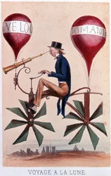 Reise zum Mond. Lithografie von Darlinghe nach Gosthiaux
