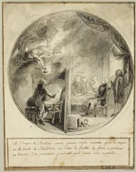 Gabriel de Saint-Aubin malt das Porträt des Bischofs von Chartres