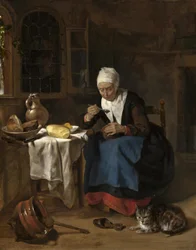 Alte Frau isst Brei