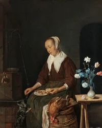 Frau beim Essen, bekannt als 