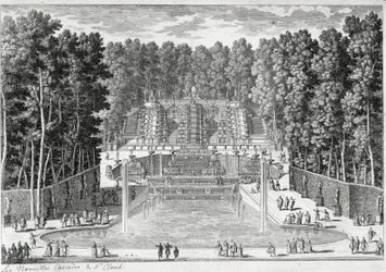 Die neuen Wasserfälle in den Gärten von St. Cloud (von Ours) - von Perelle, Ende des 17. Jahrhunderts