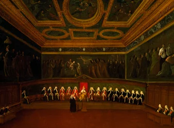 Ratssaal der Zehn in Venedig, von Gabriel Bella (1730-1799)