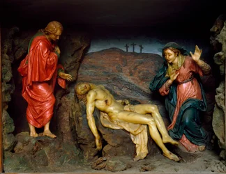 Beweinung des Todes Christi. Skulpturengruppe aus der Schule von Gaetano Giulio Zumbo. Ende des 17. bis Anfang des 18. Jahrhunderts. Florenz, Museo Nazionale del Bargello