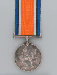 Britische Kriegsmedaille 1914-20, verliehen an Private Andreya