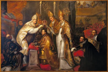 Krönung Kaiser Karls V. in Bologna durch Papst Clemens VII.