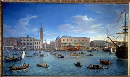 Ansicht von Venedig, dem Kai, dem Platz und dem Dogenpalast von der Insel San Giorgio aus, 1697, Maße: 1,74 x 0,98 m, Madrid, Museo del Prado