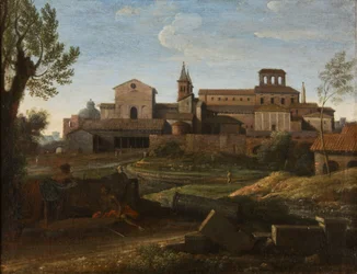 Eine italienische Landschaft mit Blick auf San Giovanni in Laterano, ca. 1672-75