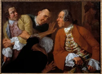 Der Kampf zwischen Herren. Gemälde von Gaspare Traversi (1732-1769)