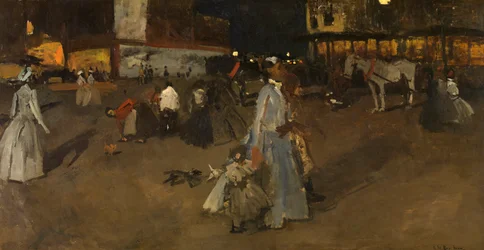 Ein Abend auf dem Dam von Amsterdam