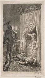 Illustration mit Schlafzimmerszene