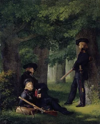 Theodor Körner, Friedrich Friesen und Heinrich Hartmann auf Vorposten