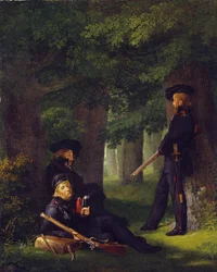Theodor Körner, Friedrich Friesen und Heinrich Hartmann auf Vorpostendienst