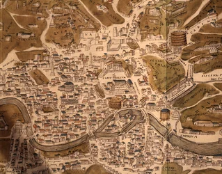 Stadt Rom, Kartenplatte, Detail aus Civitates orbis terrarum, Städte der Welt, von Georg Braun (1541-1622) und Franz Hogenberg (1535-1590), aktiv in Köln, Gravur, Italien