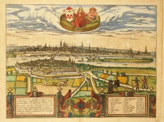 Karte von Maastricht aus Civitates Orbis Terrarum von Georg Braun