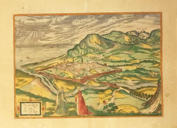 Karte von Pesaro aus Civitates Orbis Terrarum