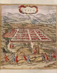 Peru, Stadt Cuzco, Stich von Georg Braun