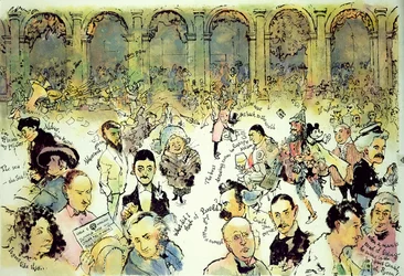 Berühmte Gesichter vor Florians auf der Piazza San Marco, Venedig, ca. 1990