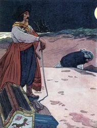 Der Schatz ist vergraben. Illustration aus „The boys book of pirates“ von George Albert Williams (1875-1932) 1914