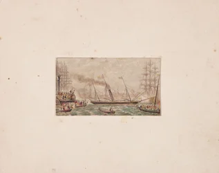 Nadelbox-Druck: Die königliche Flotte in der Kilkenny-Bucht (?)