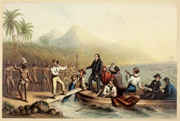 Der Empfang des Reverend J. Williams in Tanna in der Südsee, am Tag vor seiner Ermordung, aus Zwei Beispiele