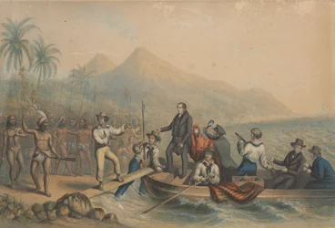 Der Empfang von Hochwürden J. Williams auf Tanna in der Südsee, am Tag vor seiner Ermordung