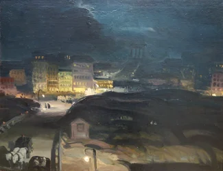 Zugang zur Brücke bei Nacht