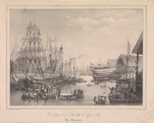 Der Stapellauf des 84-Kanonen-Schiffs HMS 