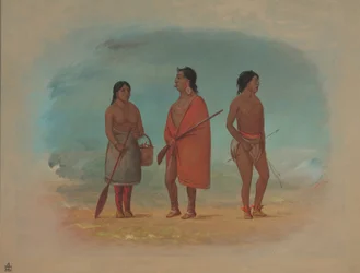 Botocudo-Häuptling, seine Frau und ein junger Mann, 1854-1869