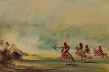 Comanche Gibt Pfeile an den Medizin-Felsen