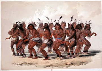 Indischer Bärentanz - Lithografie von Georges Catlin