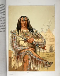 Indianischer Blackfoot-Häuptling mit Pfeife