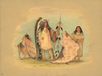 Mandan Kriegshäuptling mit seiner Lieblingsfrau, 1861-1869