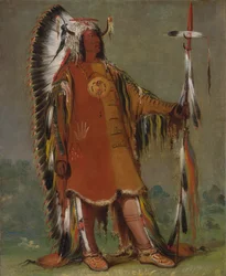 Máh-to-tóh-pa, Vier Bären, Zweiter Häuptling, in voller Tracht, 1832
