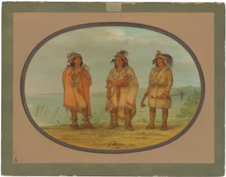 Seneca-Häuptling, Red Jacket, mit zwei Kriegern