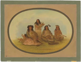 Der Sioux-Häuptling mit mehreren Indianern