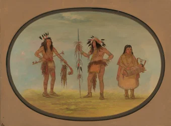 Zwei Ojibbeway-Krieger und eine Frau, 1861-1869