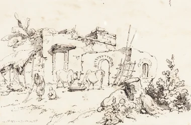 Dorfszene in Indien [verso]