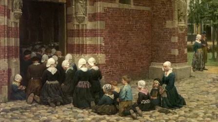 Hochamt in einem Fischerdorf an der Zuiderzee, Holland, 1876