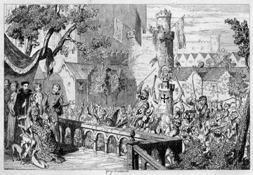 Maskenspiel im Palastgarten des Tower of London, 1840