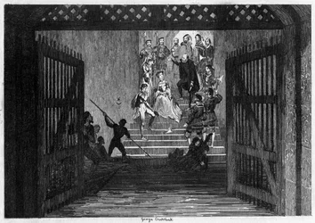 Prinzessin Elizabeth als Gefangene in den Tower of London gebracht, 1554, 1840